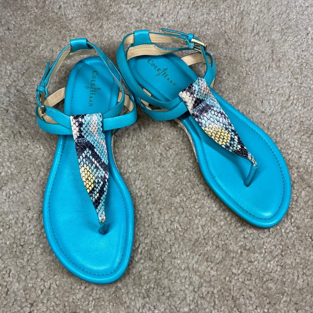 Cole Haan T-Strap Sandal Snake Print Thong 7 - Picture 3 of 9